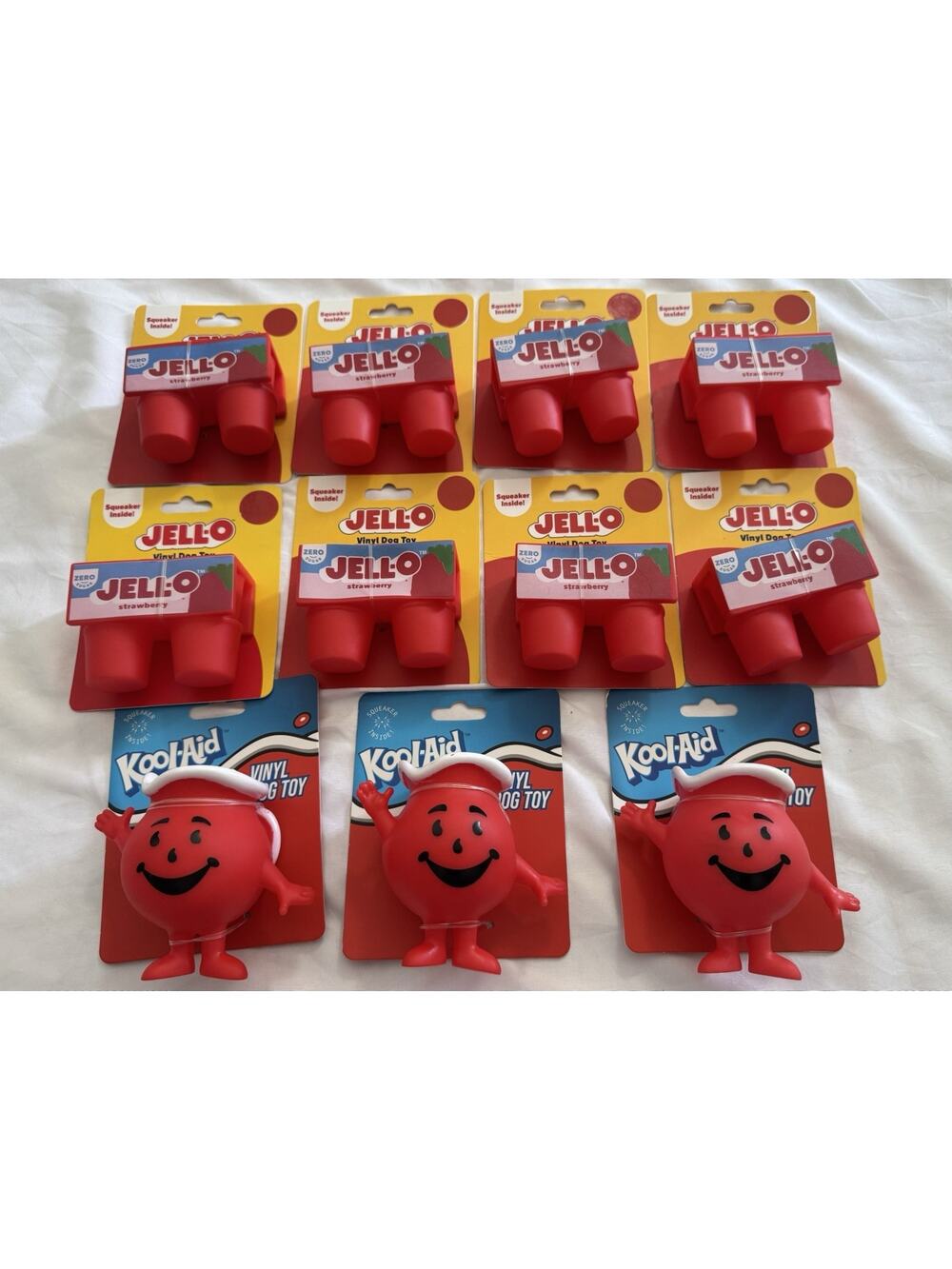 Lot of (11) Vinyl Dog Squeaker Toys "Jello" & The Kool-Aid Man